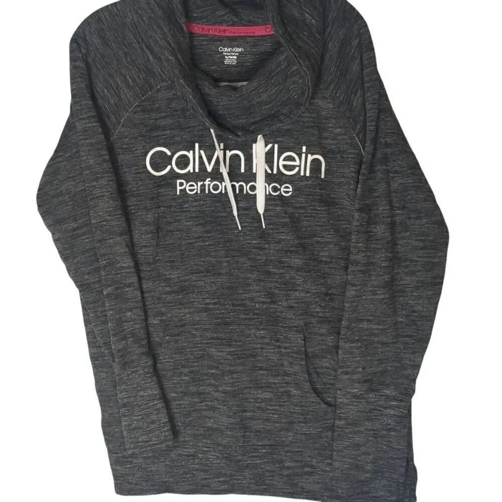 Calvin Klein Performance Marled Charcoal Cowl Neck Sweatshirt XL
